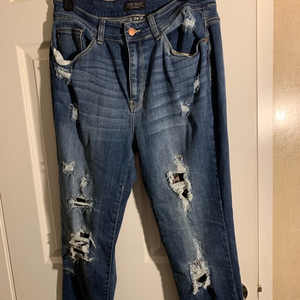 Judy Blue Distressed with camo and camo cuffs